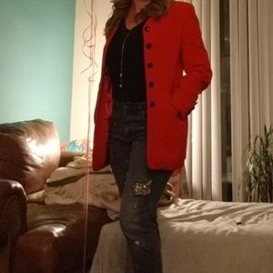 {Escada} Margaretha Red Vintage Angora Wool Jacket